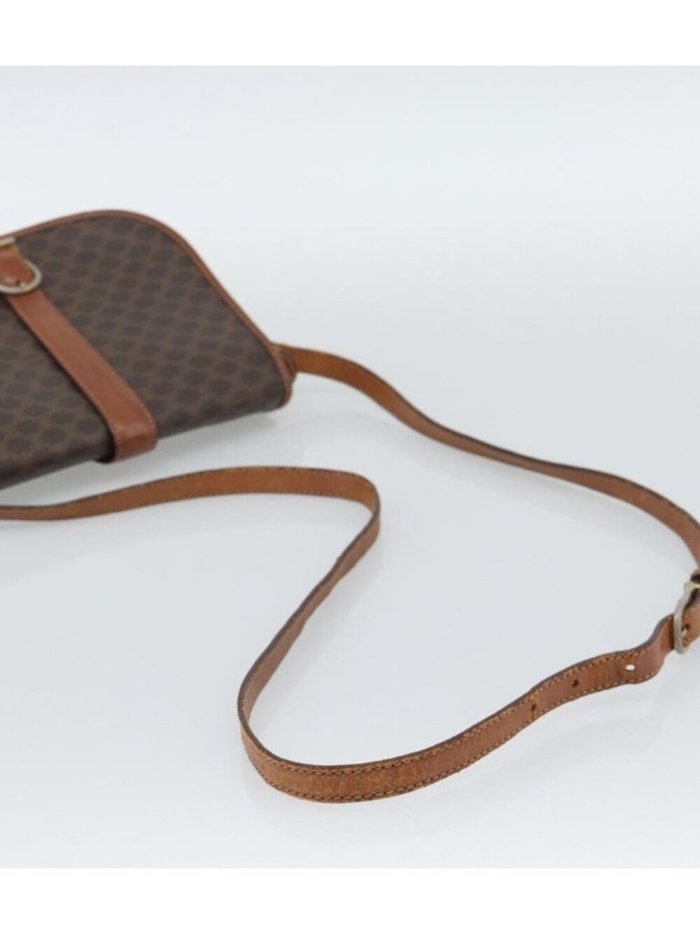 CELINE Macadam Canvas Shoulder Bag PVC Leather Brown Gold - Picture 4 of 16